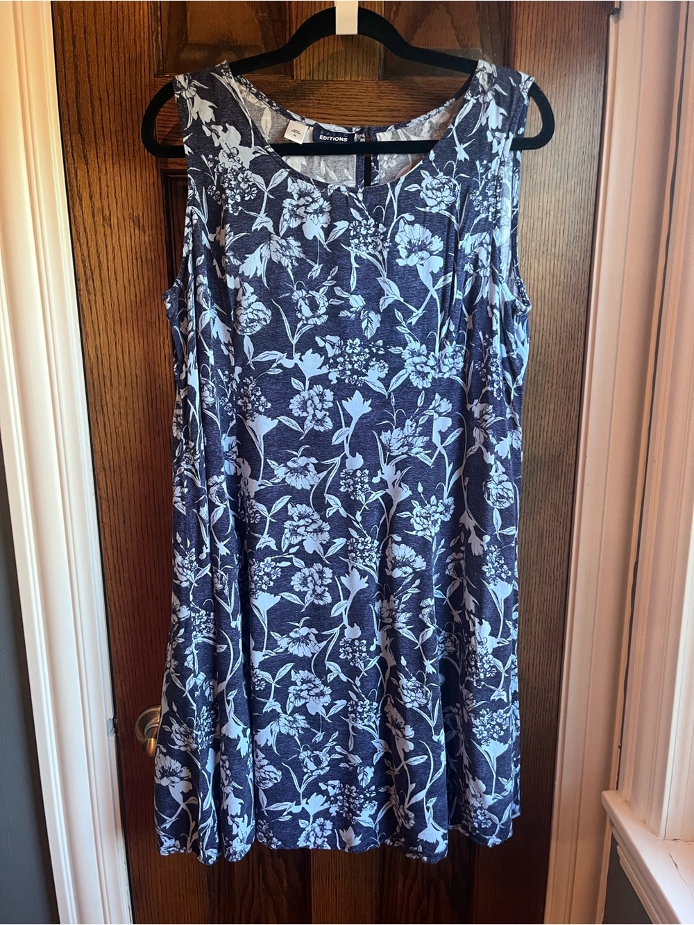 Basic Editions Navy and White Floral Sleeveless Dress